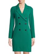 Double-breasted Colorblock Crepe Coat Dress