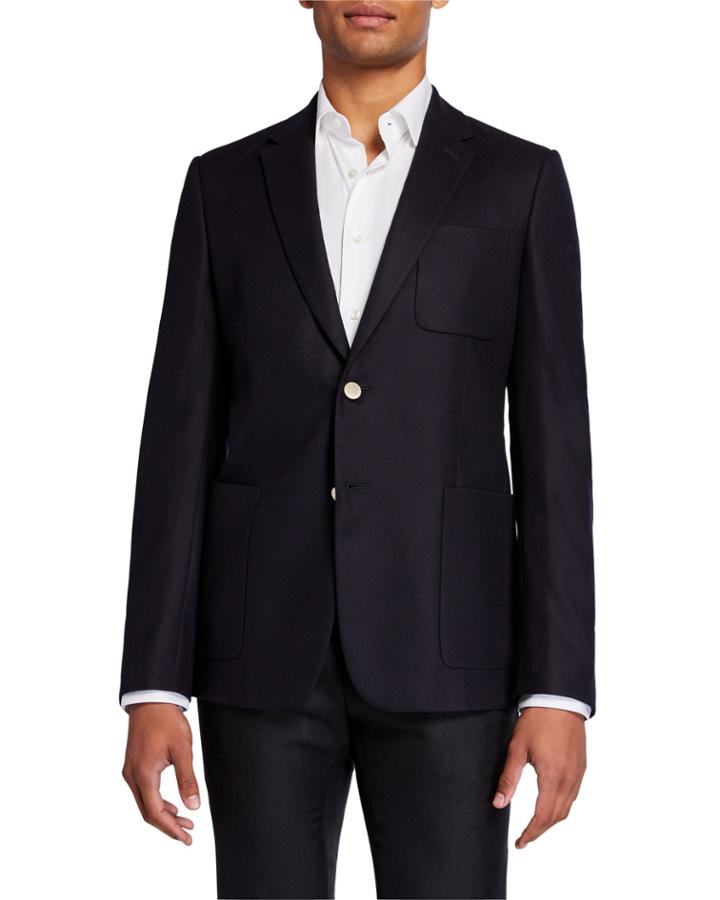 Men's Notch Lapel Wool-blend Blazer