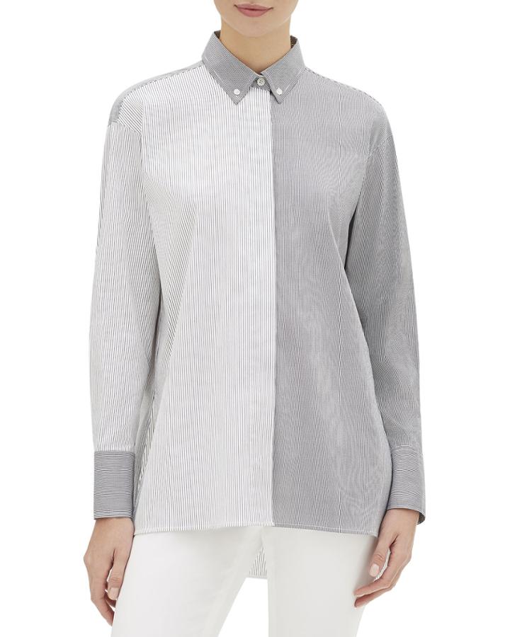 Kehlani Metropolitan-striped Long-sleeve Cotton Blouse