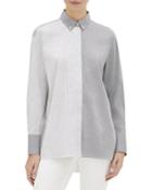 Kehlani Metropolitan-striped Long-sleeve Cotton Blouse