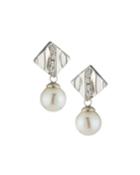 Plume Cubic Zirconia Pearl Drop Earrings