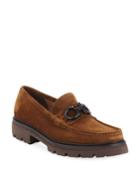 Men's Bleecker 4 Suede Lug-sole Gancini