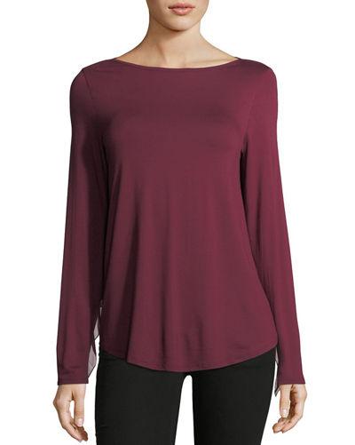 Chiffon-back Boat-neck Tee