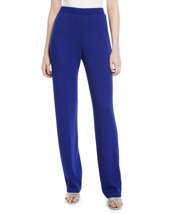 Santana Knit High-rise Tapered Pants, Blue