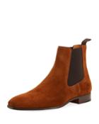 Hand-antiqued Suede Gored Boots