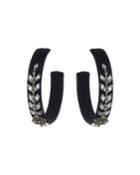 Crystal Beaded Hoop Earrings, Black