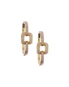 Piece 18k Yellow Gold Square Diamond Station Hoop Earrings,