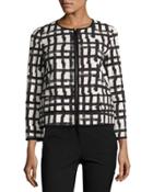 Aisha Grid-print Jacket, White