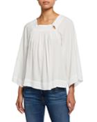 Suzanne Pleated Kimono-sleeve Top