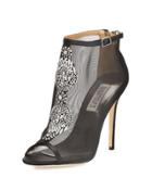 Rana Crystal Mesh Bootie, Black