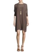 Silk Georgette Round-neck Shift Dress,