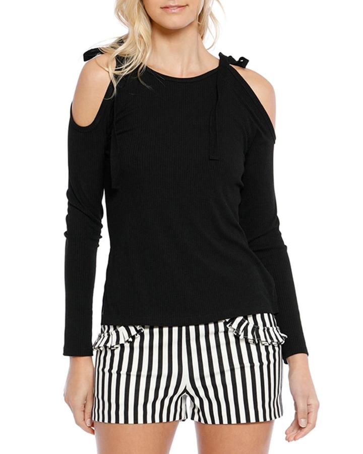 Jocelyn Long-sleeve Cold-shoulder Top