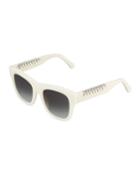 Square Plastic Sunglasses W/ Chain Arms