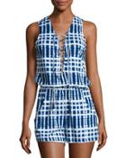 Moody Blues Lace-up Romper, Navy