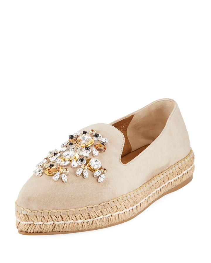 Embellished Platform Suede Espadrille