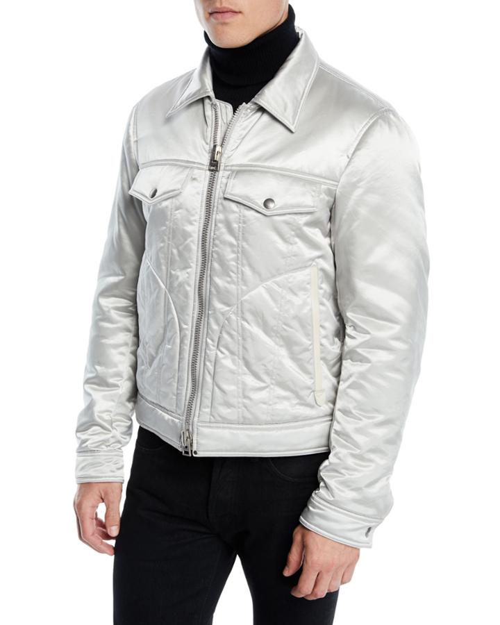 Men's Quilted Satin Western Jacket