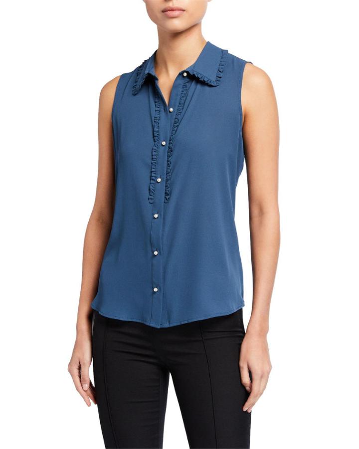 Ruffle Collar Button Down Top