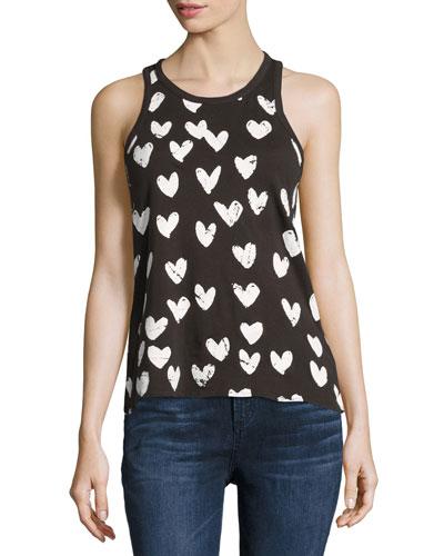 Hand-drawn Hearts Tank, Black