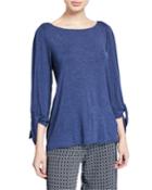 Boat-neck Long-sleeve Top With Ties