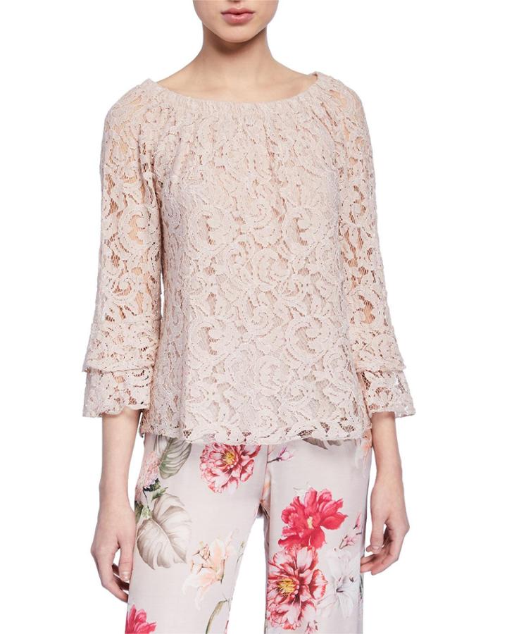 Floral Lace Ruffle Blouse