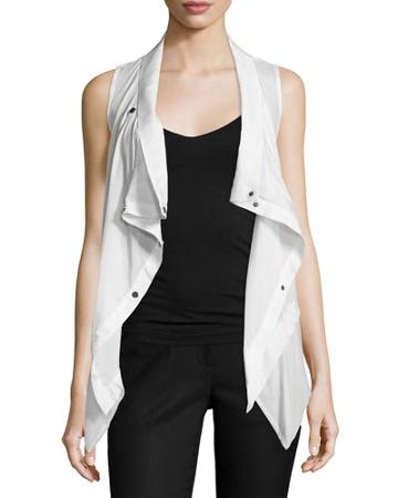 Draped Tie-back Vest, White
