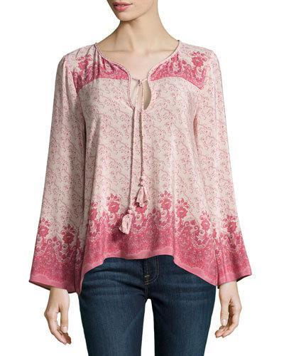 Silk Kadiri Scroll-print Top,