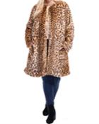 Plus Size Leopard Faux-fur Coat
