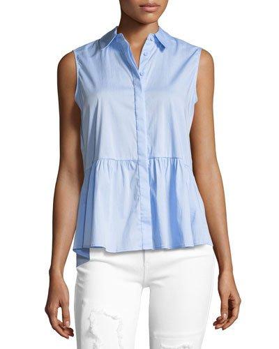 Sleeveless Poplin Peplum Blouse