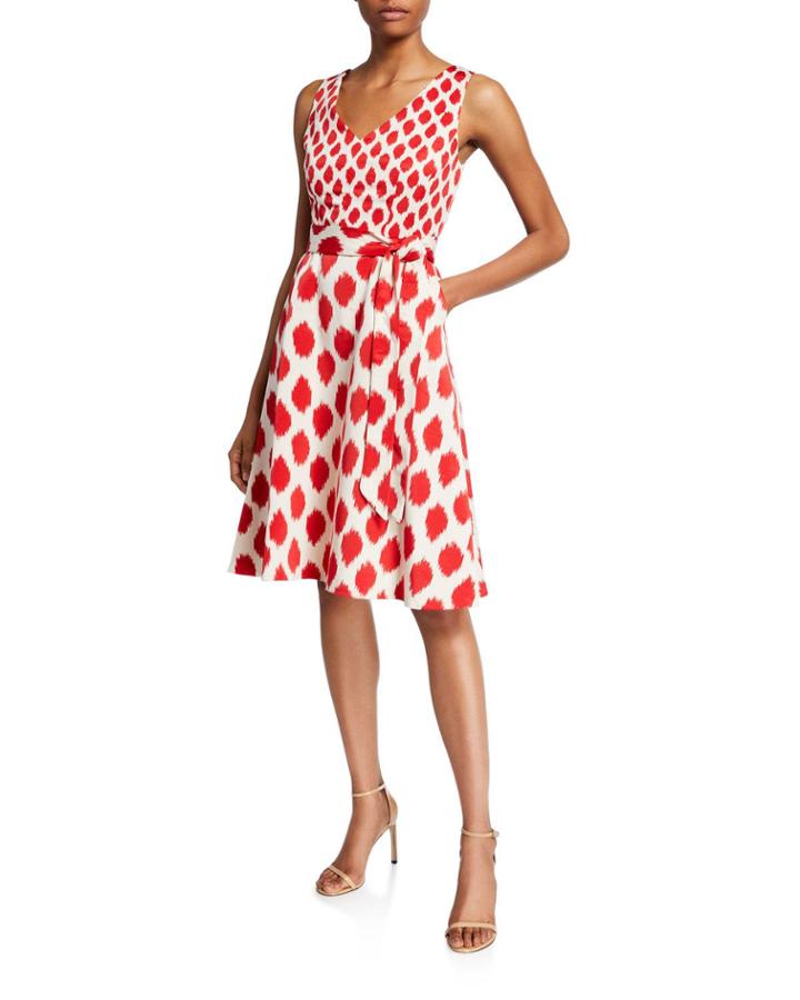 Abstract Faille Fit-&-flare Dress