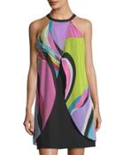 Halter-neck Graphic-print Dress