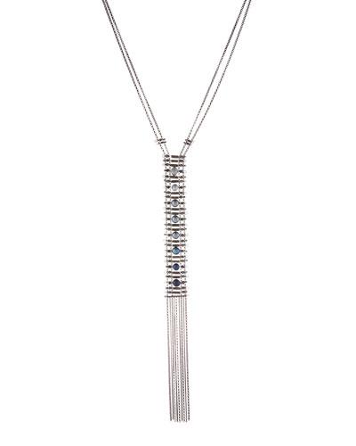 Gunmetal-tone Pearl Fringe Y Necklace