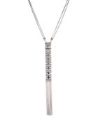 Gunmetal-tone Pearl Fringe Y Necklace