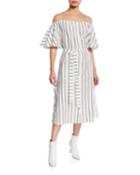 Tulum Striped Cold-shoulder