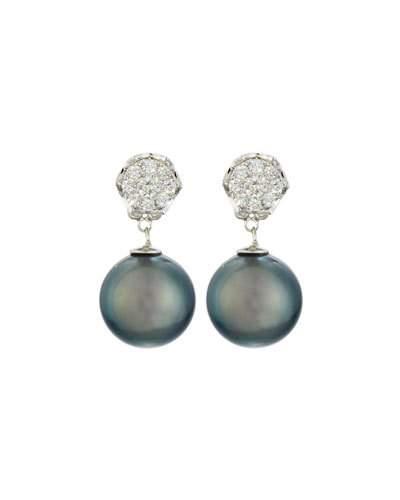 Whisper 18k Tahitian Pearl & Diamond Convertible Drop Earrings