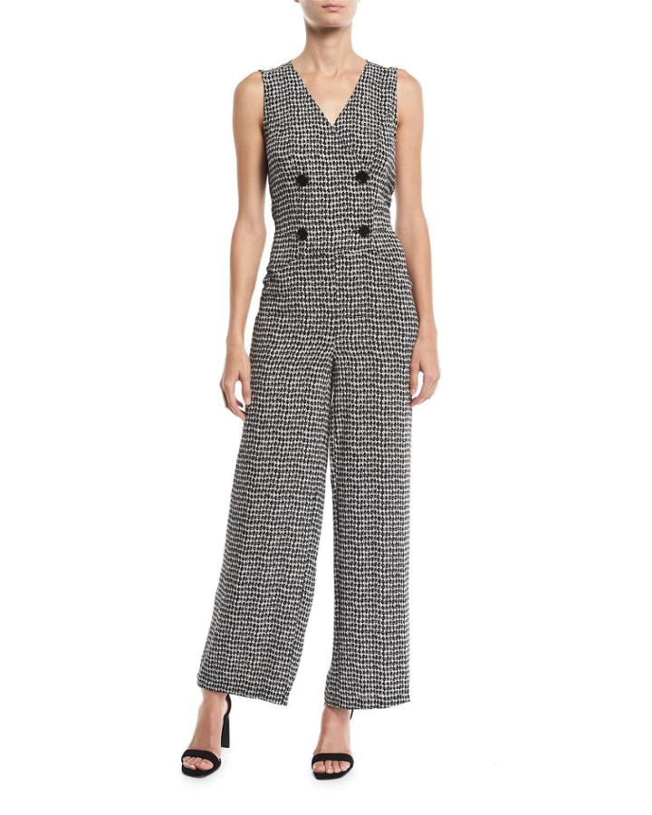 Double-breasted Sleeveless Knit Jumpsuit