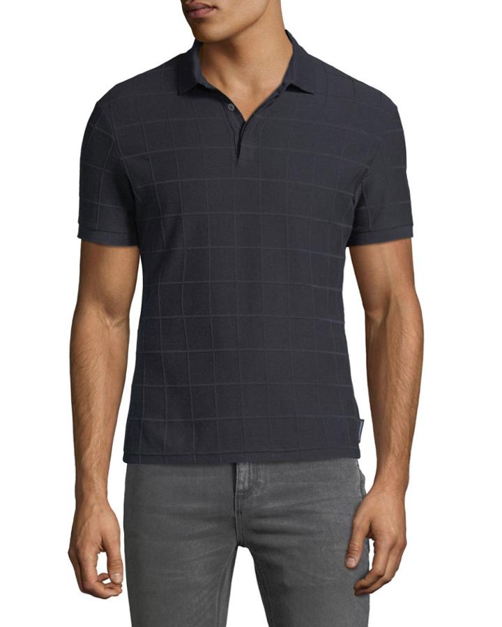 Men's Tonal Grid-pattern Polo