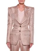 Metallic Twill Two-button Jacket With Strong