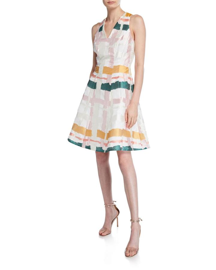 Clipped Ribbon Fit-&-flare Dress