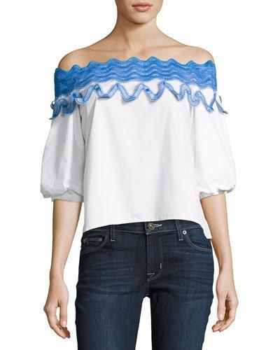 Wanna Ride Off-the-shoulder Top, White