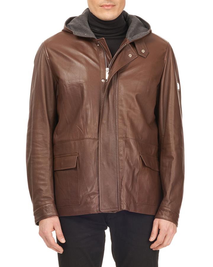 Men's Leather Parka Jacket