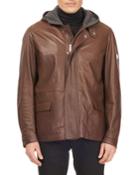 Men's Leather Parka Jacket