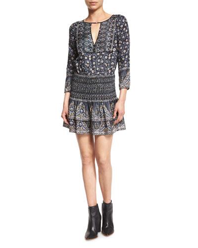 Makai Printed Silk Boho Dress,
