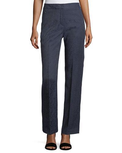 Damask-print Straight-leg Pants
