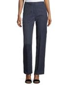 Damask-print Straight-leg Pants