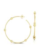14k Skinny Beaded Hoop Earrings