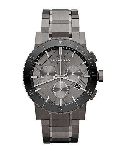 Men's 42mm Stainless Steel & Ceramic City Bracelet Watch, Black