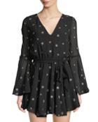 Lila Star-embroidered Bell-sleeve