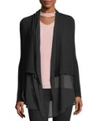 Draped Chiffon-trim Cardigan