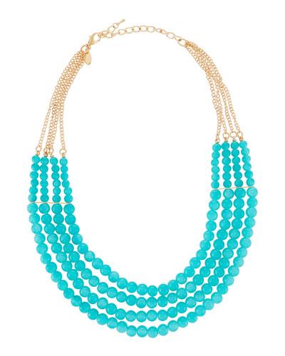 Four-strand Beaded Necklace, Turquoise