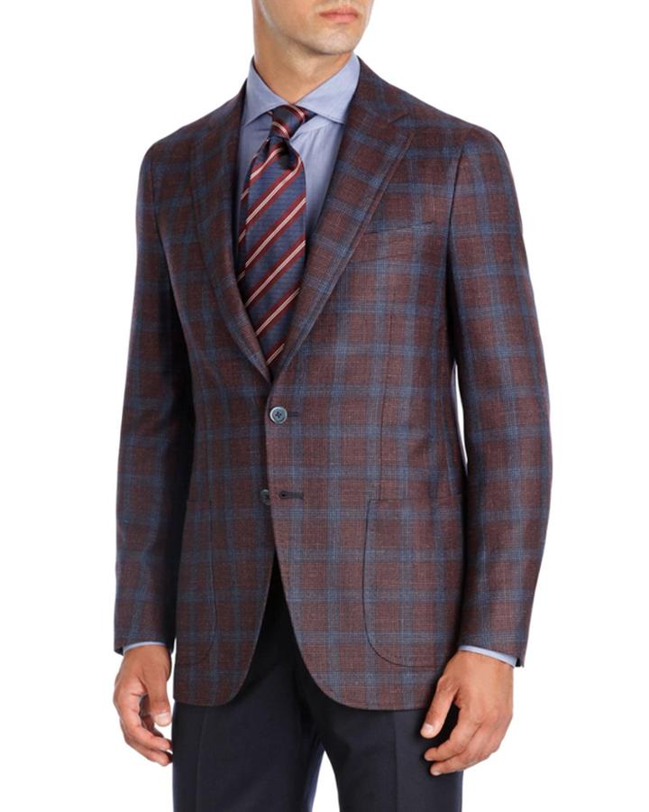 Plaid Wool-silk-linen Two-button